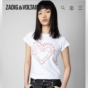 NWT Zadig & Voltaire Skinny Heart St Valentin T XS